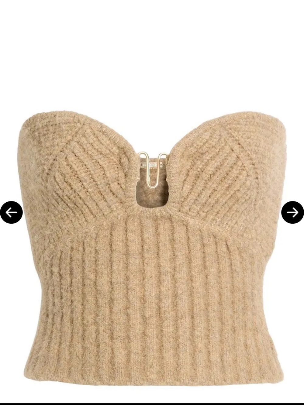 cult gaia Beige Strapless Knit Bustier Top